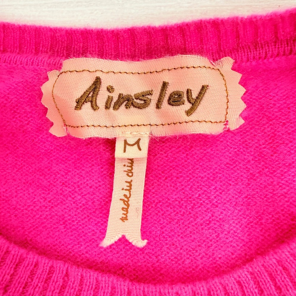 Ainsley 100% Cashmere Crew Neck Sweater‎ Women M Bright Pink Soft Cozy Luxury - Picture 9 of 16